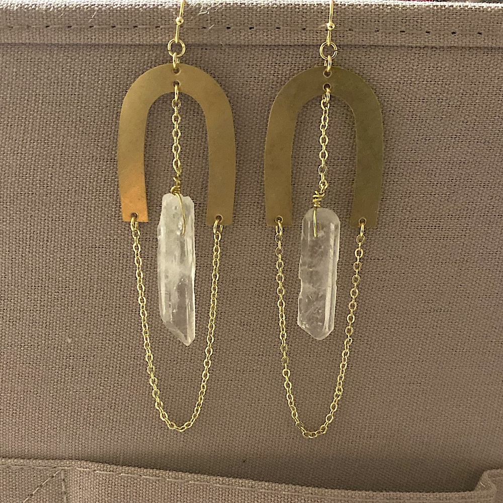 Brads  and quartz crystal earrings
